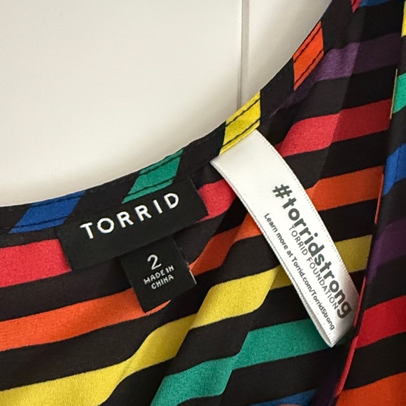 Torrid Rainbow Striped Short Sleeve Top - Picture 2 of 5
